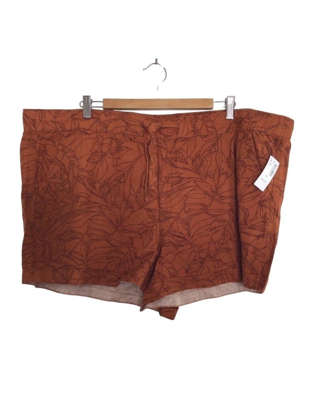 reitmans safari linen shorts leafs pattern 2 tones cognac Plus size size 22